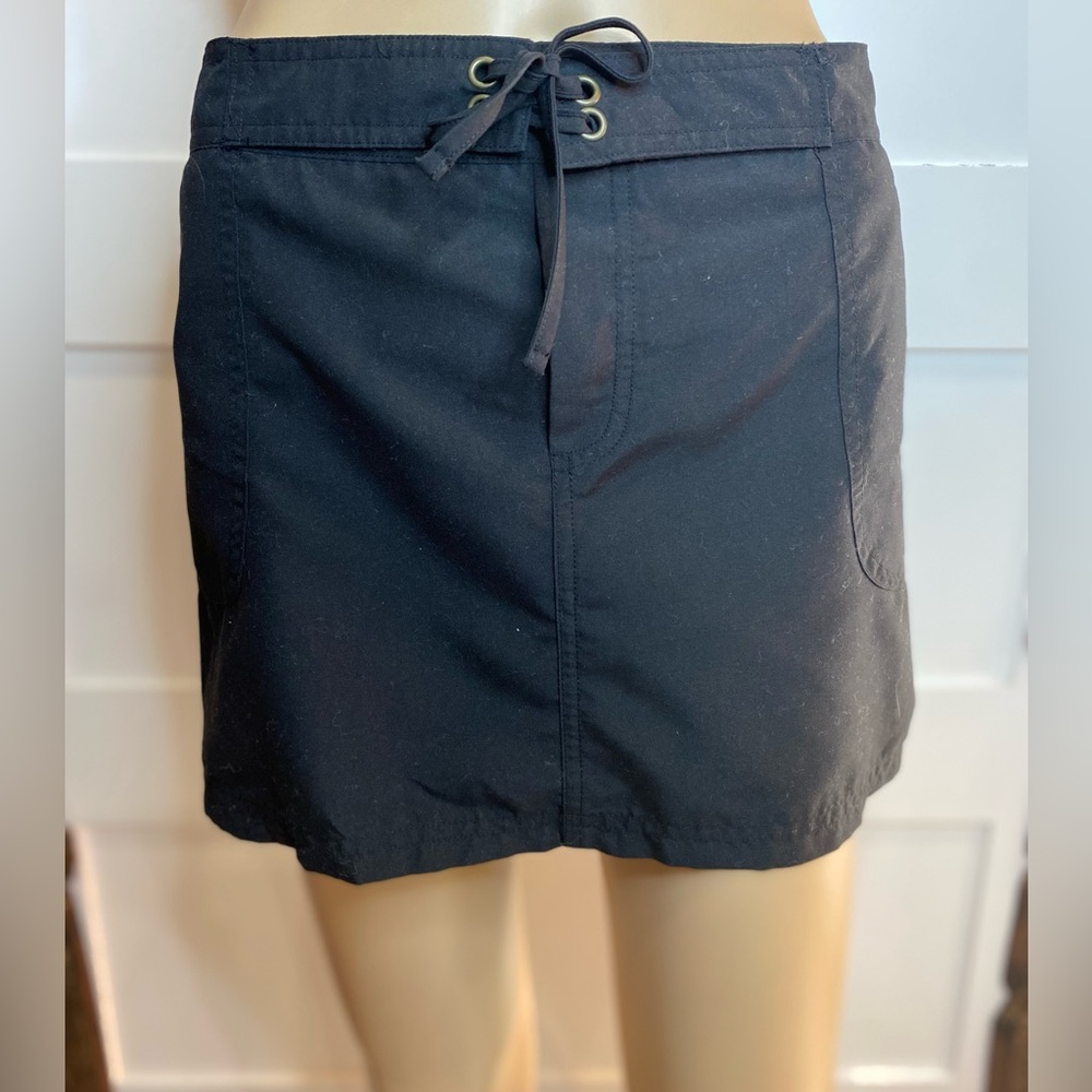 Kona Sol Black Mini Skirt XL Lace Up Detail Casual Swim Coverup Beachwear